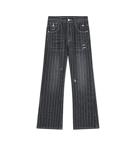 Men's Jeans Micro Vertical Nail Button Washed Striped Niche Design