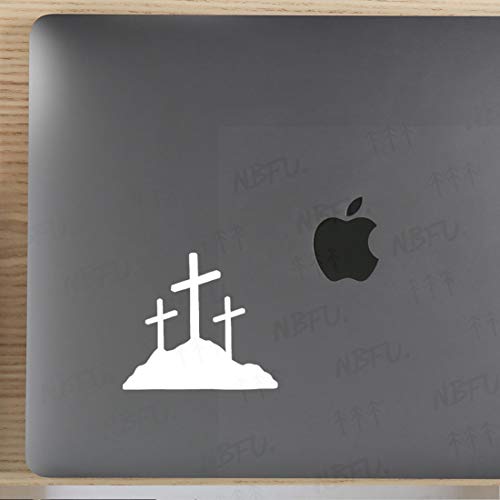 Image of Calvary Crosses Christian Jesus (White) (Set Of 2) Premium Waterproof Vinyl Decal Stickers For Laptop Phone Accessory Helmet Car Window Bumper Mug Tuber Cup Door Wall Decoration