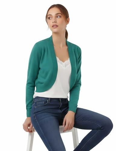 Image of Allsense Women's 3 /4 Sleeve Bolero Shrug for Dresses | Open Front Cropped Cardigan, Lightweight Knit Dress Cover Up