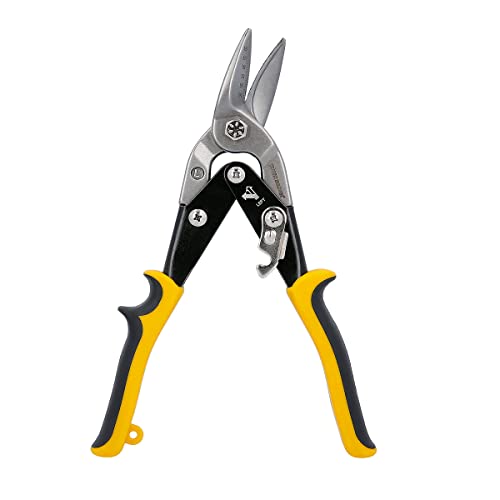 TOUGH MASTER Aviation Snips 10 250mm Cr-V Steel Cutting Shears Perfect for Cutting Aluminum and Metal Sheets Heavy Duty Aviation Tin Snips with Non-Slip Wear-Resistant TPR Handle (Left Cut)