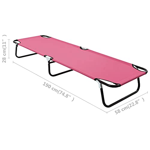 Chaise Longue Pliante Rose Extérieur Transat de Bronzage Portable - 2