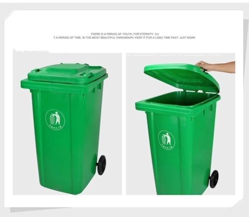 Cubo de basura verde de 30L con ruedas para exterior e interior 8