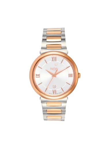 Image of Xylys Duet Swiss Analog Two Toned Stainless Steel Strap Silver Dial Watch for Women - 45027KM01E