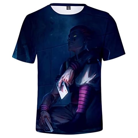 Syqiya Men's Women's Anime Short Sleeve T-Shirt Hisoka Morou Top 3D Blouse Shirt Cosplay Costume Tee Shirt Blue L (Chest 106 cm) Cover