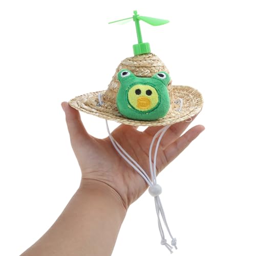 ペットバケットハット犬コスチュームサンキャップ屋外手織りわら子犬写真小道具帽子ペットアクセサリー小型犬用ビーチ