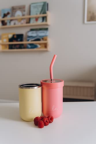 LITTLE ECOS Toddler straw cups spill proof | Set of 2 Stainless steel Baby straw sippy cups for toddlers 3+ year old | Insulated Kids cup tumblers | Best training cups for toddlers 1-3