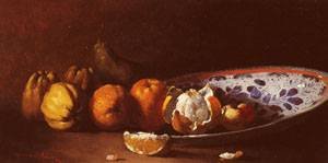 Peinture à l'huile Nature Morte aux Fruits Clement Ribot 12x16 pouces