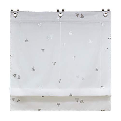 SCHOAL Roman Blind No Drilling Required Roman Curtains with Eyelets Modern Eyelet Roller Blind Curtains Transparent W x H 80 x 130 cm 1 Piece White - Image 2