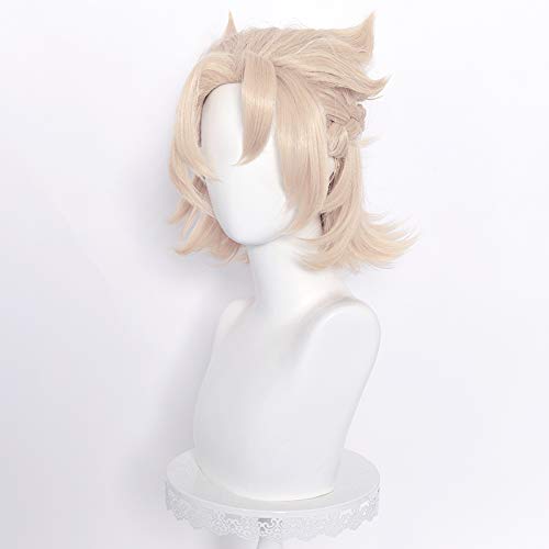 Alacos Anime Múltiples Roles Pelucas de Cosplay Resistente al Calor Peluca de Fiesta de Halloween + Gorra Gratis (ALBEDO Beige)