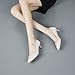 Imagen de Jamron Mujer Cuero Genuino 5CM Tacones Altos Elegante Puntiagudo Pumps Oficina Zapatos de Trabajo Beige SN602C015-1 EU36