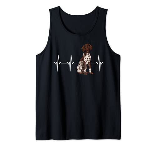 German Shorthaired Pointer Heartbeat Dog Lover Tank Top, Black