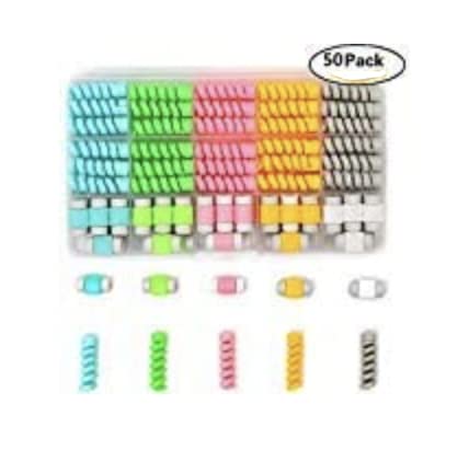 50 Pieces Charger Cable Saver iphone charger protector,Flexible Silicone Micro USB Protector, PC and Notebook Cable Protector, Mouse Cable Protector,Snug Fit For All Cell Phones, Computers, and Charge