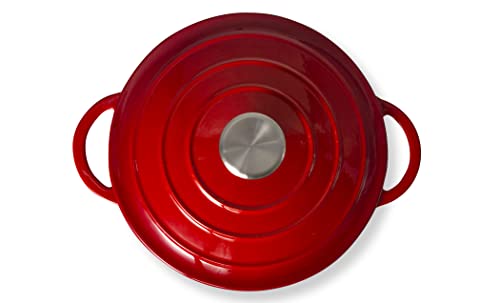 Enameled Cast Iron Dutch Oven with Handles and Lid, 3 Quart Red - Additional View