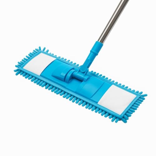 Image of Microfiber Flat Floor Mop | Steel Rod Long Handle Wet & Dry Cleaning Pocha | Tile, Marble & Wooden Floor Cleaner | घर की फर्श सफाई के लिए पोछा