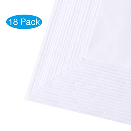 Men's Handkerchiefs 18 Pack 100% White Cotton Solid White Hankie #TOP1
