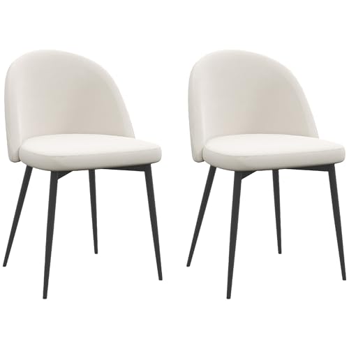 HOMCOM Lot de 2 chaises Salle à Manger Chaise de Cuisine scandinave Chaise en Velours rembourrée avec Pieds effilés en métal, pour Salon, Salle à Manger,...