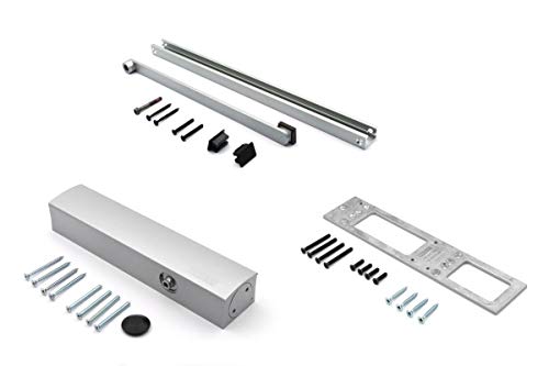 GEZE - Chiudi-porta TS5000 TS 5000, pacchetto completo, colore: argento, inclusi piastra di montaggio e binario scorrevole
