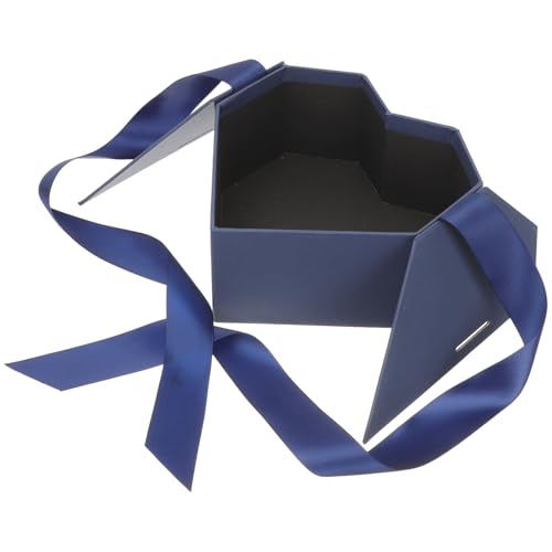 WEKAMOS Caja de Obsequio en Forma de Corazón Color Azul Tesoro Caja para Envolver Regalos Papel y Poliéster Ligera y Duradera Adecuado para Cumpleaños San Valentín y Almacenamiento