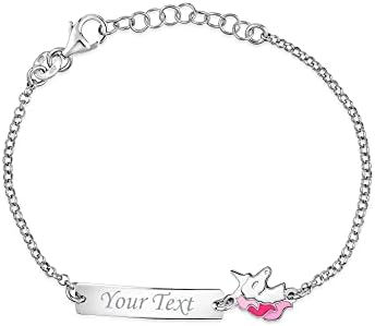 UNICORNJ Sterling Silver 925 Engravable ID Bracelet Rolo Chain fo...