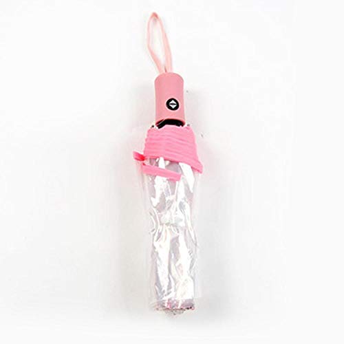Preisvergleich Produktbild Sonnenschirm Regenschirm Transparenter Käfig Sonniger Regenschirm Regen Frauen Regenschirm Sonnenschirm Frauen Halbautomatische Regenschirme Clear Pink