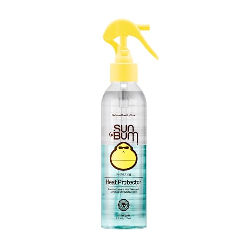 Sun Bum Heat Protector Spray - Leave In Hair Treatment Protects from Heat Styling and Frizz-Causing Humidity - Reduces Blow Dry Time - Vegan and Cruelty Free - UV Protecting - 6 oz