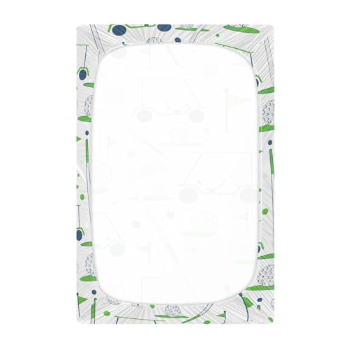 Image of Golf Sports Pattern Crib Sheets Soft Breathable Fitted Baby Crib Sheets Mattress Cover for Girl Boys, 52 inch inch x 28 inch inch x 9 inch inch, M01C22009