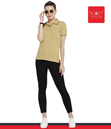 Image of Scott International Women's Regular Fit 100% Pure Organic Cotton Polo T-Shirt | Womens Polo Collar Neck T-Shirt | Cotton Plain Polo Neck Half Sleeve T-Shirt | Tshirts for Women