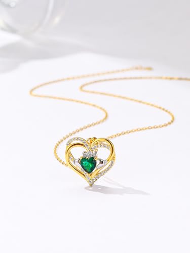 Irish Jewelry for Women Claddagh Necklace for Women Irish Necklace Heart Pendant 925 Sterling Silver Gold Plated St. Patricks Day Irish Gifts2