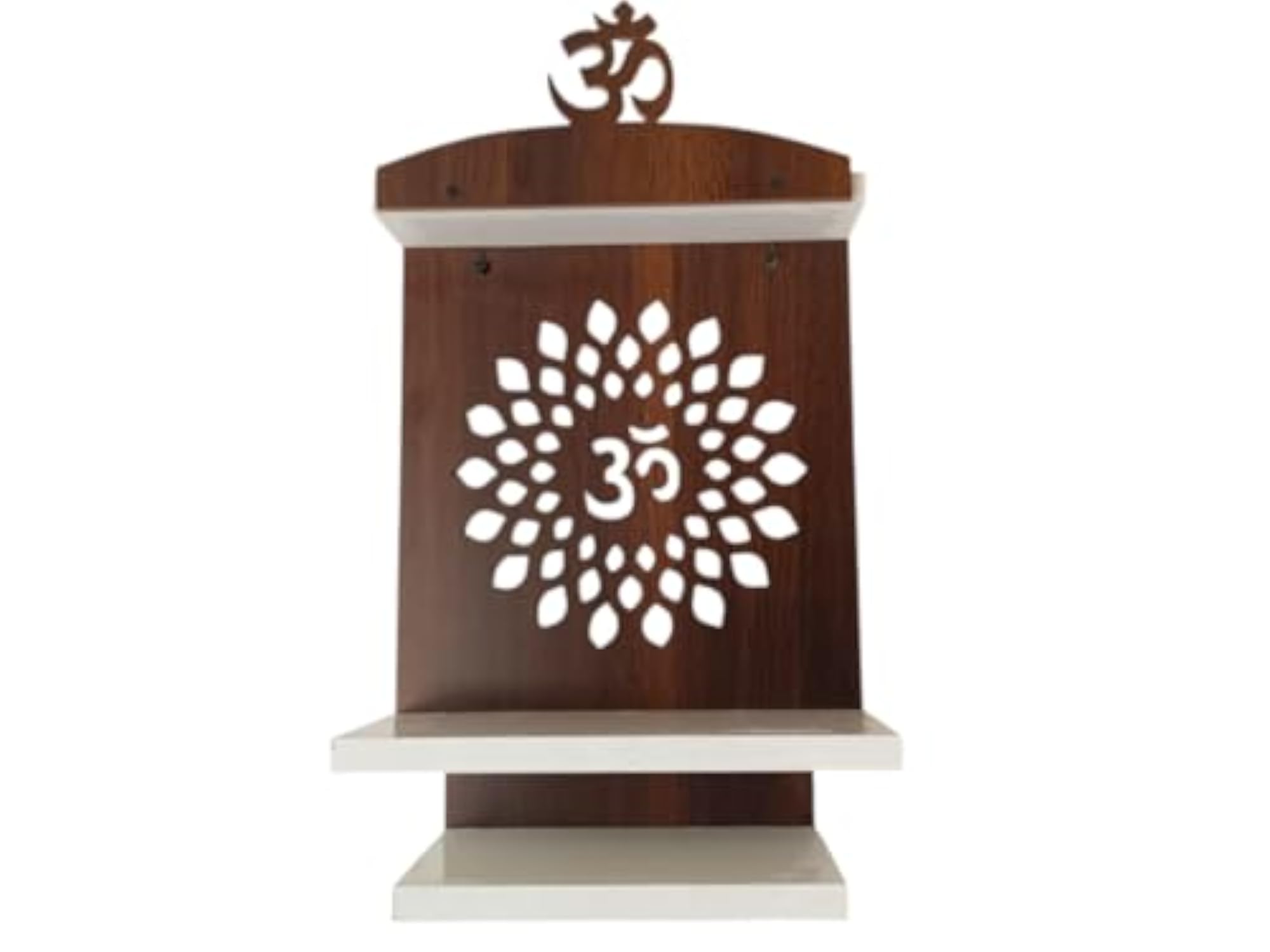 Wooden OM Wall Mount Temple with Floral Pattern