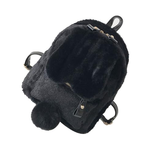 Mini sac à bandoulière peluche noir petit sac à main tendance casual