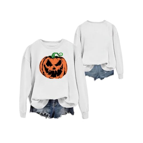 Autumn and winter round-neck long-sleeve sweatshirts unisex sportswear fun pumpkin head pattern for Halloween3