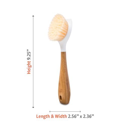 Image of Full Circle Be Good-Bamboo Handle Dish Brush - Sustainable Kitchen Cleaning with Tough Bristles-Natural Dish Scrubber,Nonstick&Cast Iron Cleaner-Long Handle Brush for Dishes,Pots,and Pans (Pack of 12)