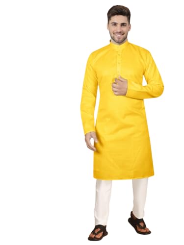 Men's Lilan Cotton Plain Chinese Collar Kurta with Payjama