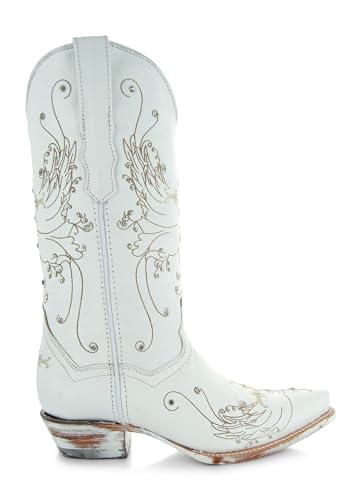 Soto Boots Women's Wedding Embroidered Leather Handcrafted Cowgirl Boots M50040 White2