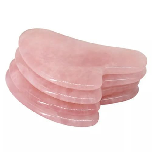 10 Piezas de Tablero Gua Sha Natural Rosa, Piedra de Cuarzo Rosa Jade, Herramienta de Masaje Facial, Regalo