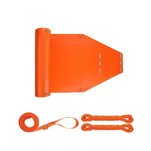 Trineo de arrastre de ciervo para pesca en hielo, caza y transporte de leña, 72.8 x 22.8 pulgadas, capacidad de 500 libras, compuesto de polietileno resistente de 1.2 mm, naranja brillante, incluye