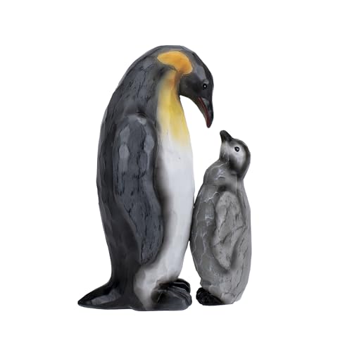Napco Adorable 6-Inch Emperor Penguin and Chick Figurine Hand-Painted Resin Animal Statue, Realistic Sculpture for Home Décor, Tabletop Display, or Collectible