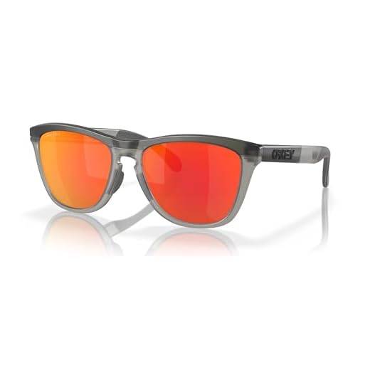 Oakley Óculos de sol Frogskins Range cinza fosco fumê com lente rubi Prizm 55 mm, Cristal preto, One Size