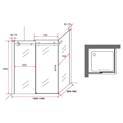 DE BESTE HOEKINSTAP DOUCHECABINE MET SCHUIFDEUR 900x1400x1950mm NANO (ANTIKALK) COATING 8MM VEILIGHEIDSGLAS CHROOM PROFIEL EASY CLEAN