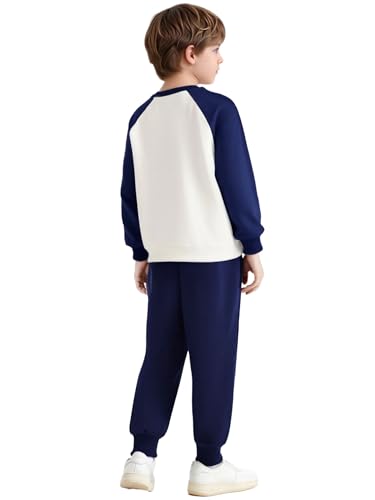 Image of YiZYiF Kids 2piece Running Biking Outdoor Activewear Set Boys Girls Color Block Sweatshirts And Jogger Pants Set