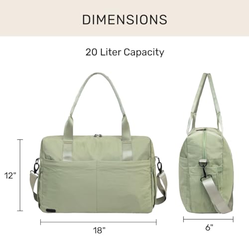 Image of Jadyn Austin Carry-On Travel Duffel Bag for Women, 18 inch Weekender Bag with Laptop Sleeve, Durable Material, and Trolley Sleeve, Ideal for Work, Gym, and Overnight Trips, Dusty Green, 23L