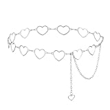 Gürtel Kette Damen Kettengürtel Herz Taillenkette Verstellbarer Taillenketten Metall Mode Taillengürtel Verstellbare Hohlen Design Taille Modischer Bauchkette für Kleider Jeans (Silber)