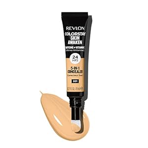 Revlon ColorStay Skin Awaken 5-in-1 Concealer, Lightweight, Creamy Longlasting Face Makeup with Caffeine & Vitamin C, For Imperfections, Dark Circles & Redness, 001 Universal Neutralizer, 8 ml