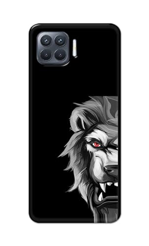 Image of PRINTFIDAA Printed Hard Back Cover Case for Oppo F17 Pro | Oppo A93 4G | Oppo Reno4 F | Oppo Reno 4 F Back Cover (Angry Lion) -112