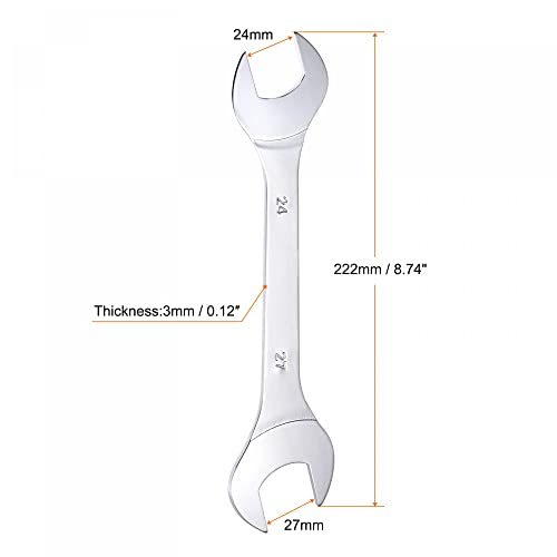 Clé à extrémité ouverte pour serrage difficile acier carbone 24x27mm uxcell