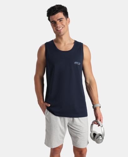 Image of Jockey 9928 Men Super Combed Cotton Rich Graphic Printed Tank Top
