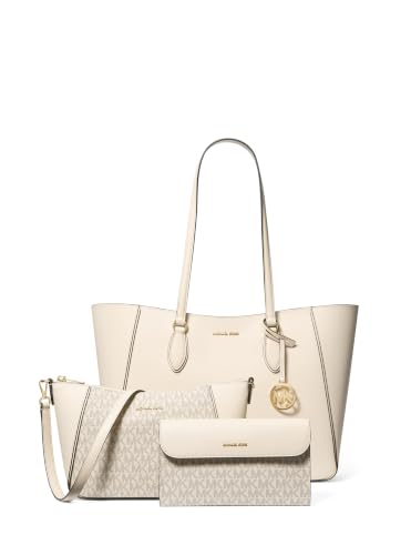 Michael Kors Women's Jet Set Travel Large 3-in-1 Tote, Gold-Tone Hardware/Leather/Light Cream