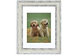 11x14 Picture Frame Distressed Cream - Matted to 8x10, Frames by EcoHome