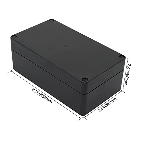 Image of Project Box IP65 Waterproof Dustproof ABS Plastic Enclosure Black Outdoor Project 6.2 x 3.5 x 2.4 inch (158 x 90 x 60 mm) with 1x Junction Box, 1x Rubber Grommet, 4x Screws
