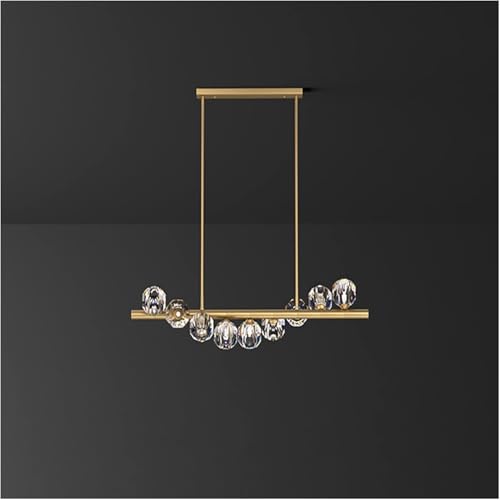 Lampe suspendue pour bar et cuisine : lustre cristal rectangulaire salon moderne